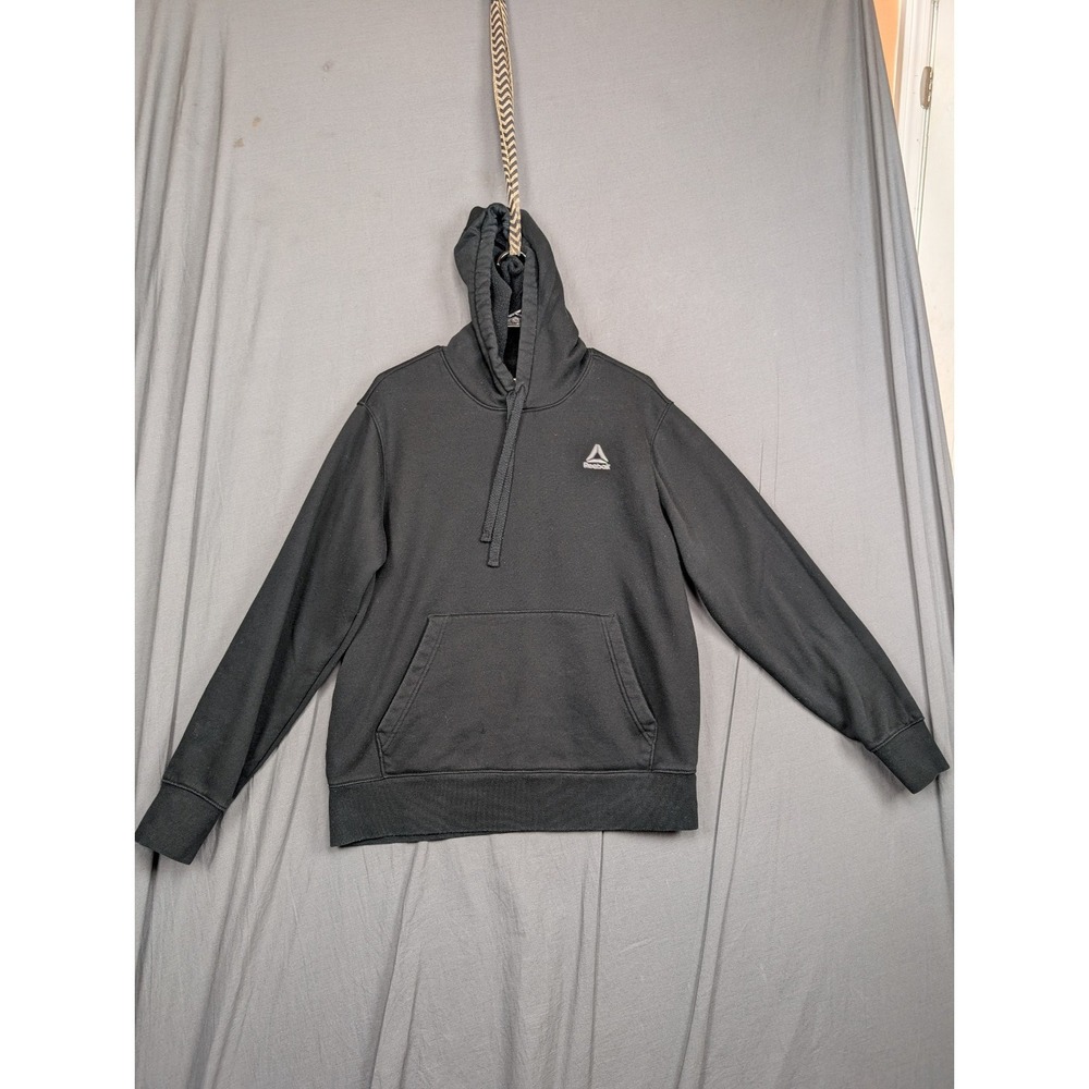 Reebok Hoodie Mens M  Black Logo‎ Pullover Sweatshirt Sweater Active